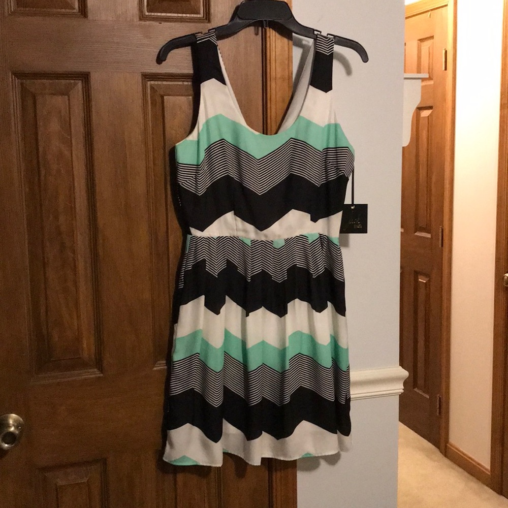 Mint/black/white Aztec designed dress